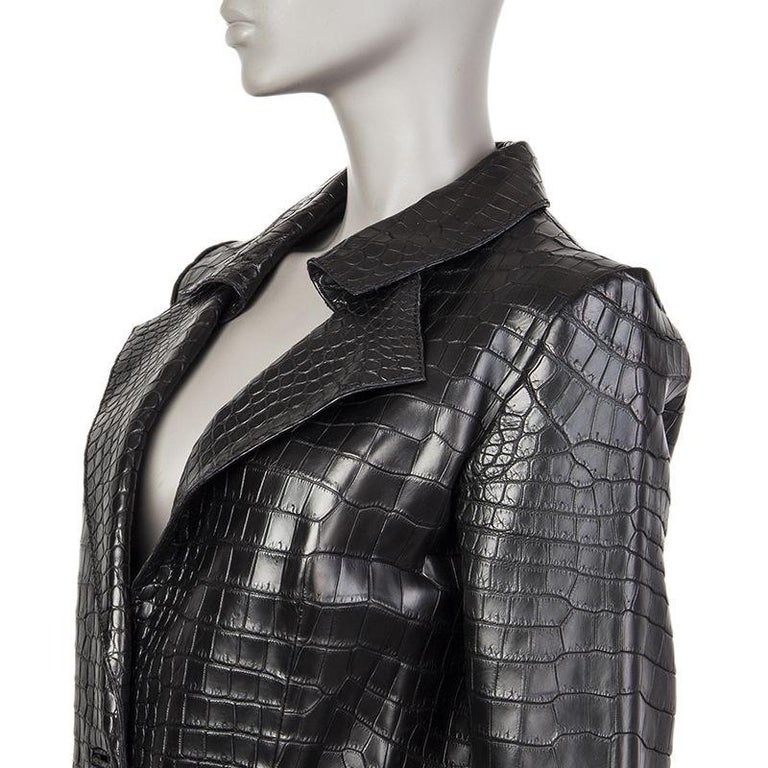 JITROIS black CROCODILE leather Belted Trench Coat at 1stDibs ...