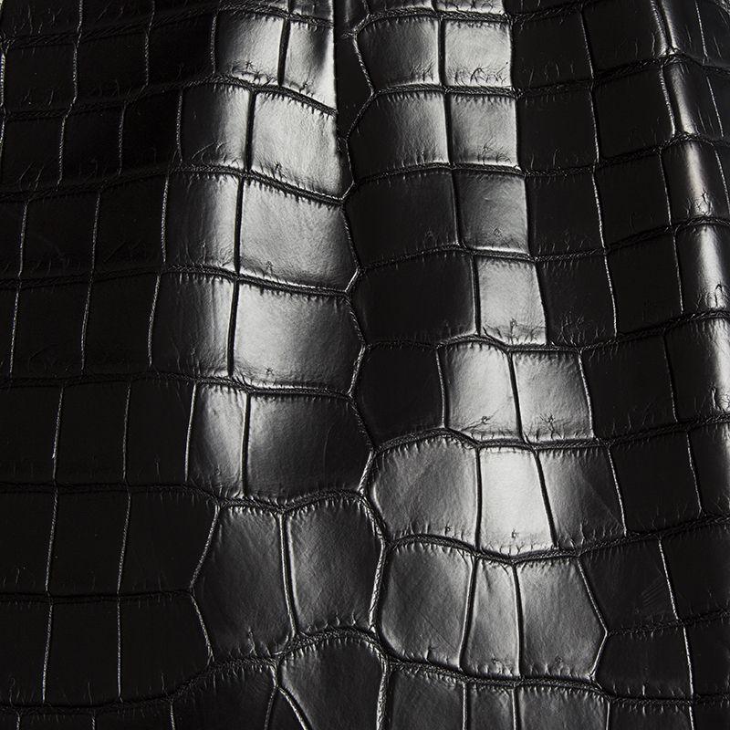 Black JITROIS black CROCODILE leather Belted Trench Coat