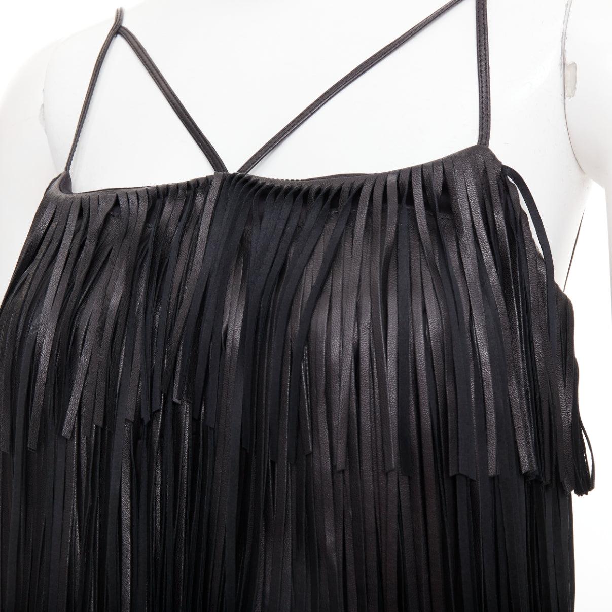 JITROIS black fringed lambskin leather silk blend lined flapper top FR38 M
Reference: MECG/A00181
Brand: Jitrois
Material: Leather
Color: Black
Pattern: Solid
Closure: Zip
Lining: Black Fabric
Extra Details: Back zip. Silk blend lining.
Made in: