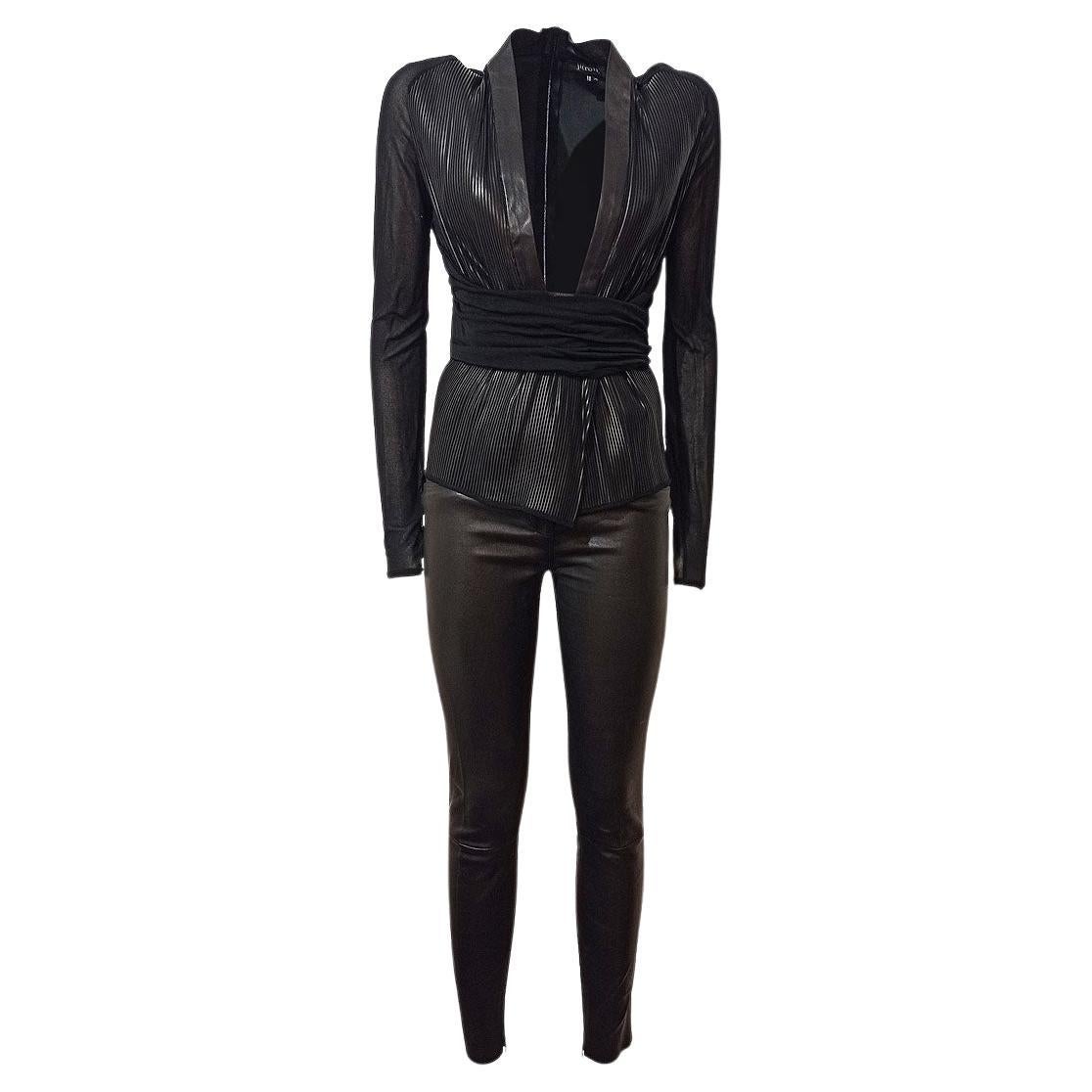 Jitrois Black Lamb Blouse Suit FR36/IT40 For Sale
