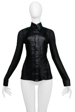 Jitrois Black Leather And Sheer Tuxedo Shirt