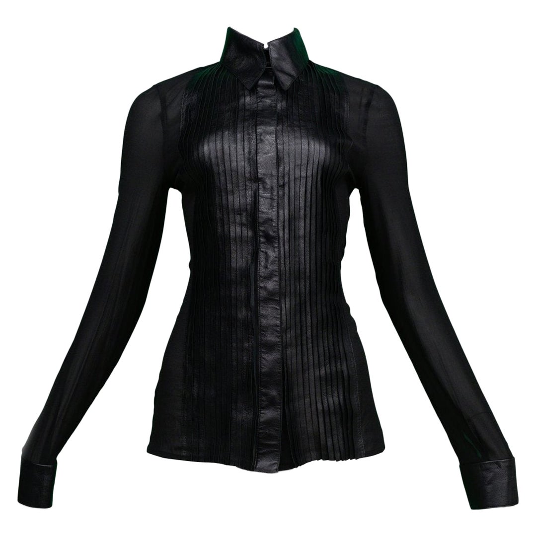 Chemise de smoking Jitrois en cuir noir et transparent en vente