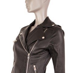 JITROIS black leather BELTED BIKER Jacket 40 M
