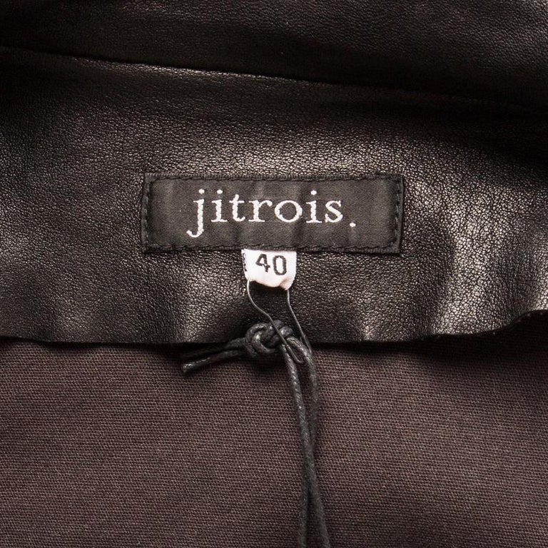 Women's JITROIS black leather BELTED BIKER Jacket 40 M For Sale