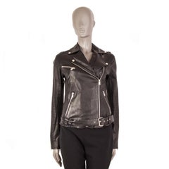 JITROIS black leather BELTED BIKER Jacket 40 M