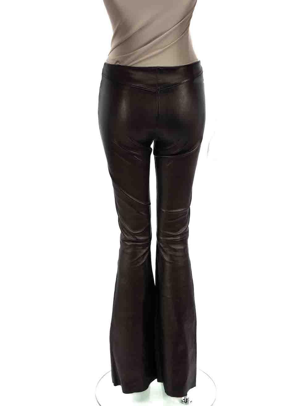 Jitrois Black Leather Mid Rise Flared Trousers Size M In Good Condition In London, GB