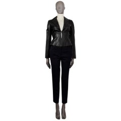 JITROIS black leather SLIT-SLEEVE CROPPED Blazer Jacket 38 S