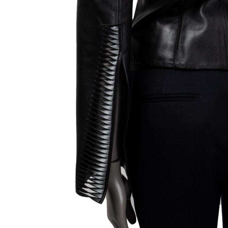 JITROIS black leather SLIT-SLEEVE CROPPED Blazer Jacket 38 S For Sale 2