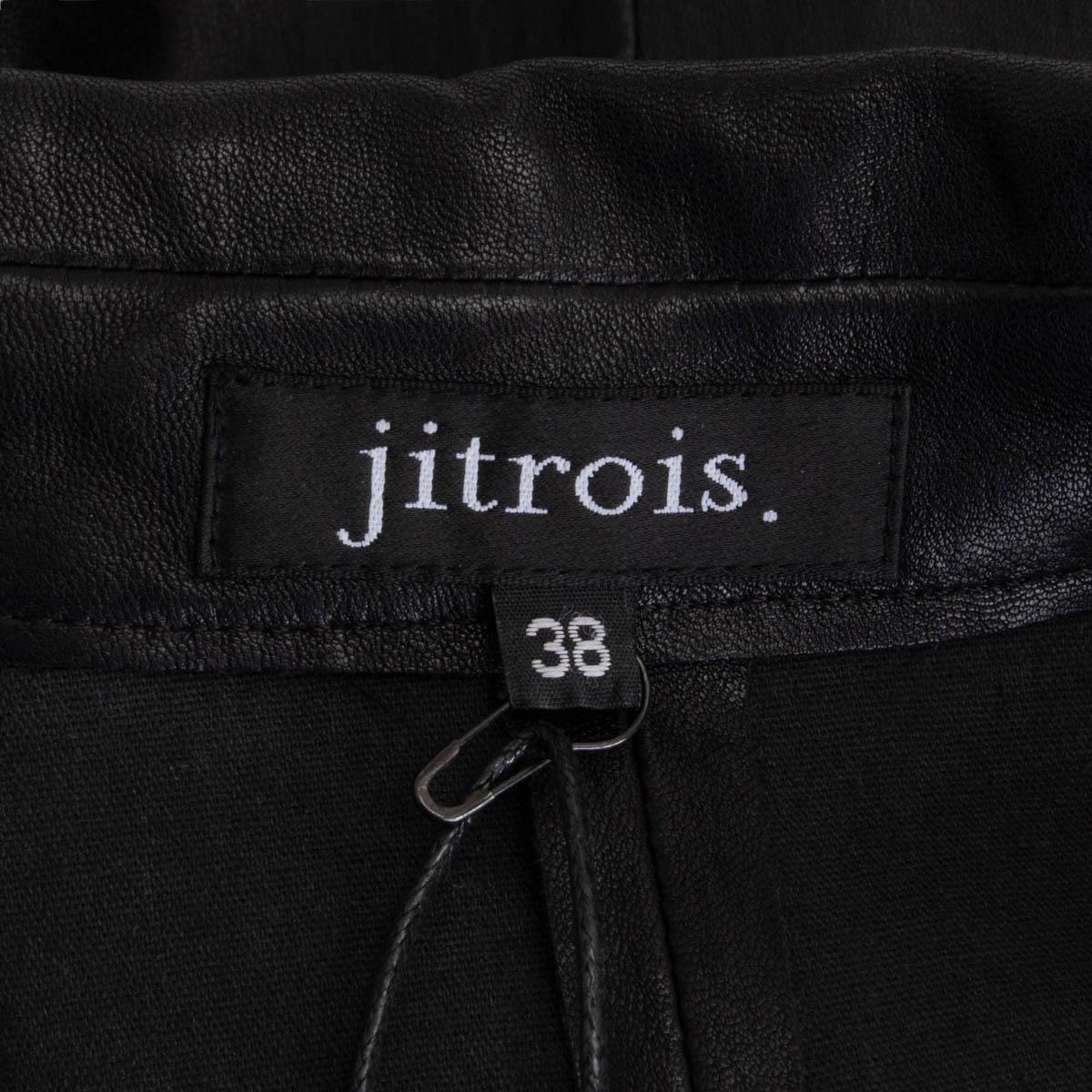 Black JITROIS black LEATHER ZIP FRONT SLEEVELESS Dress 38 S For Sale