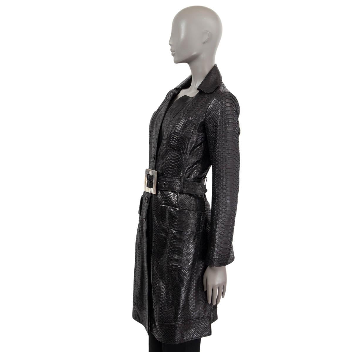JITROIS black PYTHON BELTED Coat Jacket 38 S In Excellent Condition For Sale In Zürich, CH