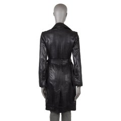 JITROIS black PYTHON SNAKESKIN Leather Trench Coat Sz. F 38 / S
