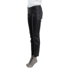JITROIS black ZIPPED CUFF STRETCH LEATHER LEGGINGS Pants 38 S