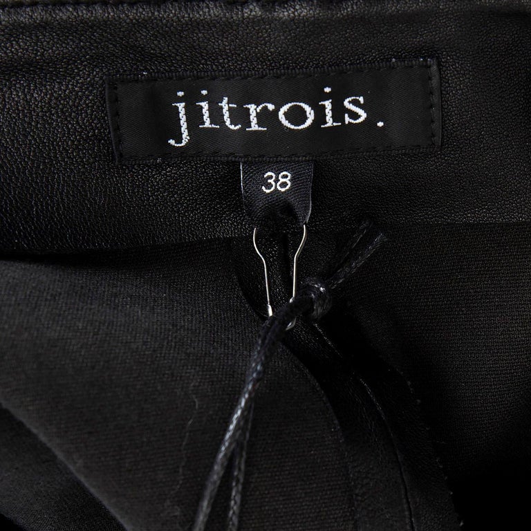 jitrois-black-zipped-cuff-stretch-leather-leggings-pants-38-s-for-sale