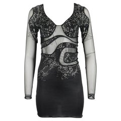 Jitrois Crystal Embellished Mesh And Stretch Jersey Mini Dress Fr 36 Uk 8