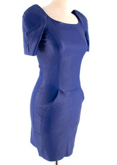 Jitrois Electric Blue Leather Fitted Dress - Size 36
