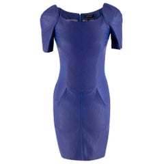 Jitrois Electric Blue Leather Fitted Dress - Size 36