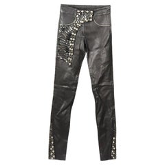 Jitrois Embellished Stretch Leather Skinny Pants Fr 34 Uk 6