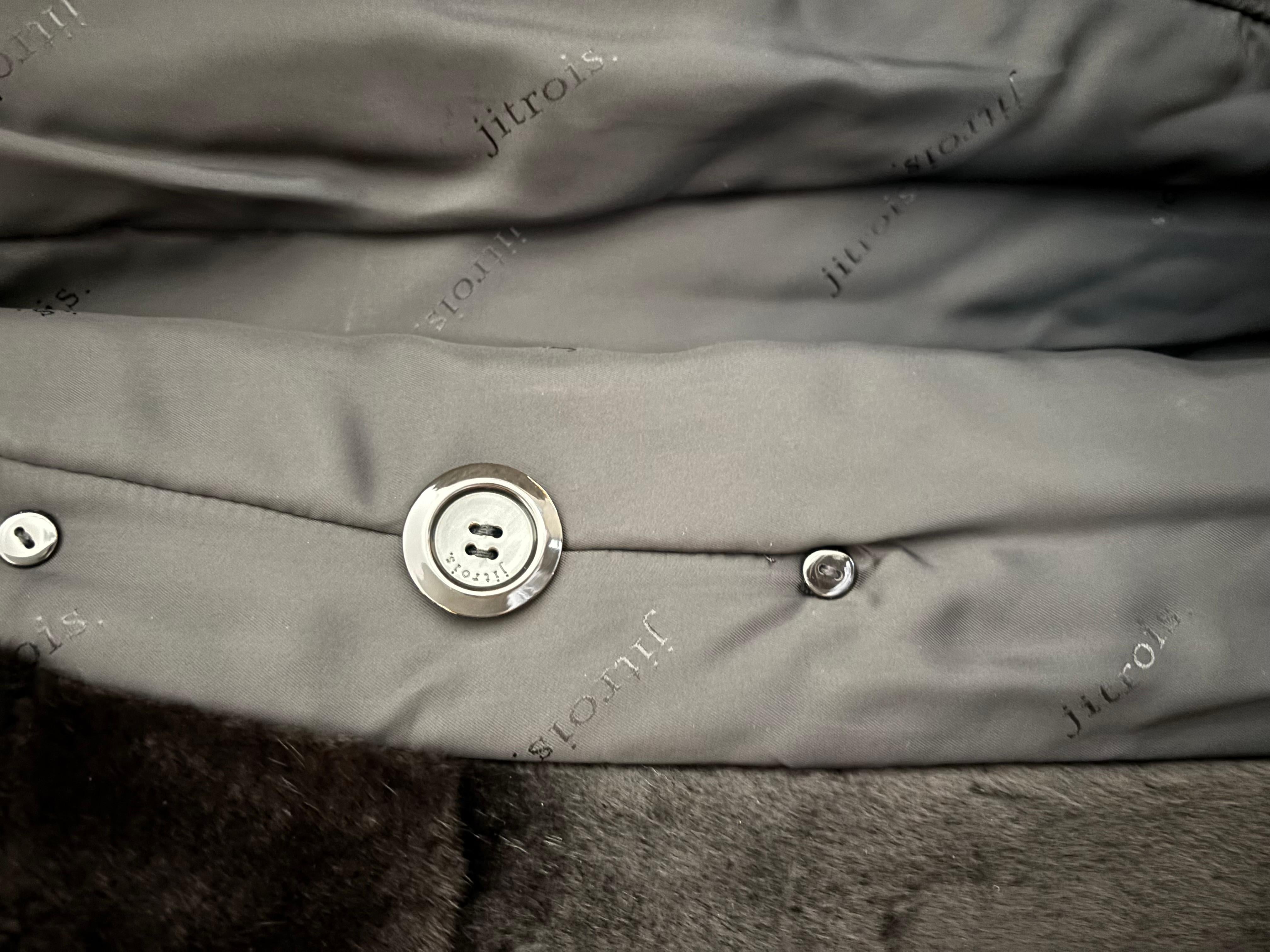 JITROIS Fur + Leather Double Breasted Coat Jacket For Sale 3