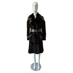 JITROIS Fur + Leather Double Breasted Coat Jacket
