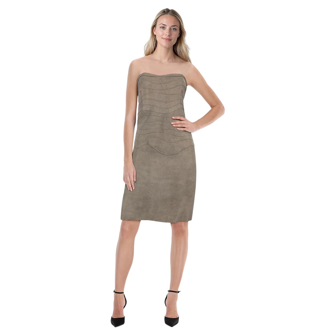 Jitrois Grau Metallic Trägerloses Kleid Größe S im Angebot