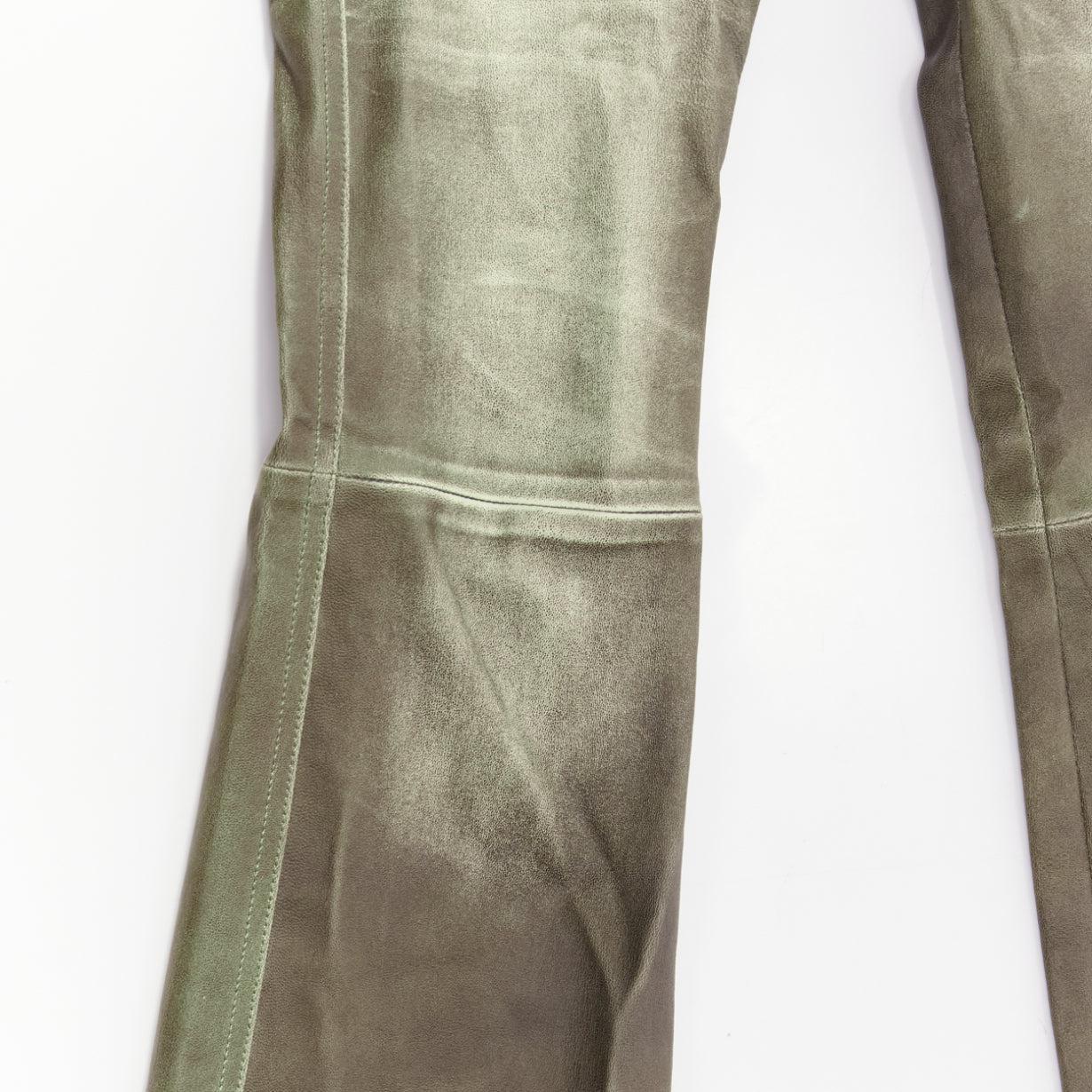 JITROIS Graue Hose aus gewaschenem Leder mit Patchwork-Flair in der Mitte der Taille IT34 XXS Damen im Angebot