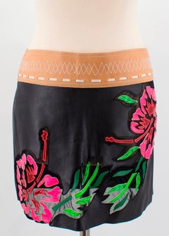 Jitrois Leather floral embroidered skirt Size 38 / US 6