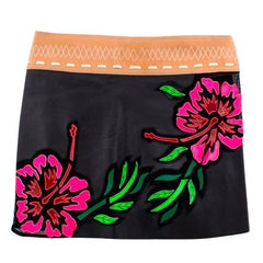 Jitrois Leather floral embroidered skirt Size 38 / US 6 Jitrois Leather floral embroidered skirt Size 38 / US 6