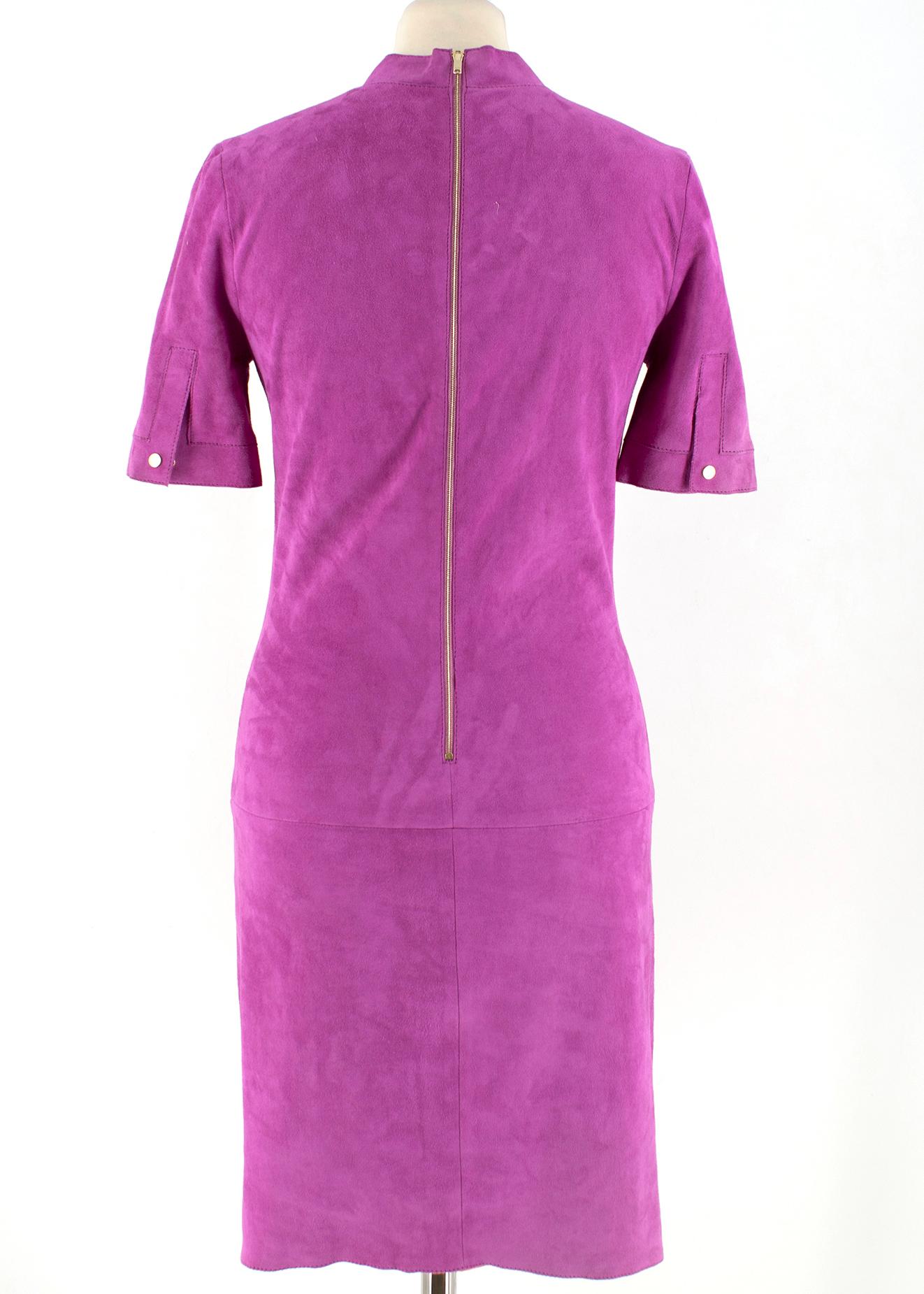 Purple Jitrois Magenta Velour Button Down Mini Dress	S  38