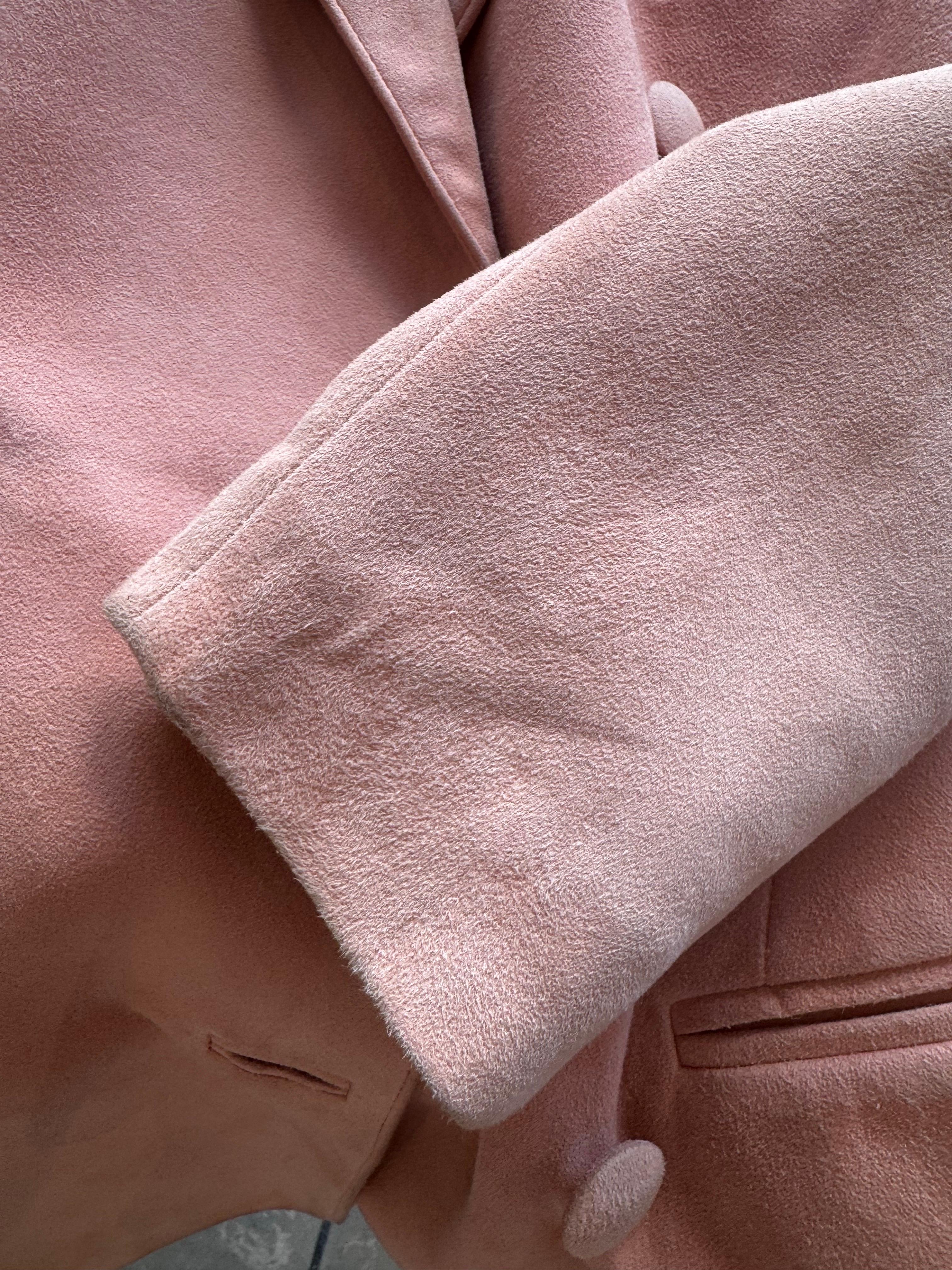 Jitrois Veste croisée en daim rose en vente 5