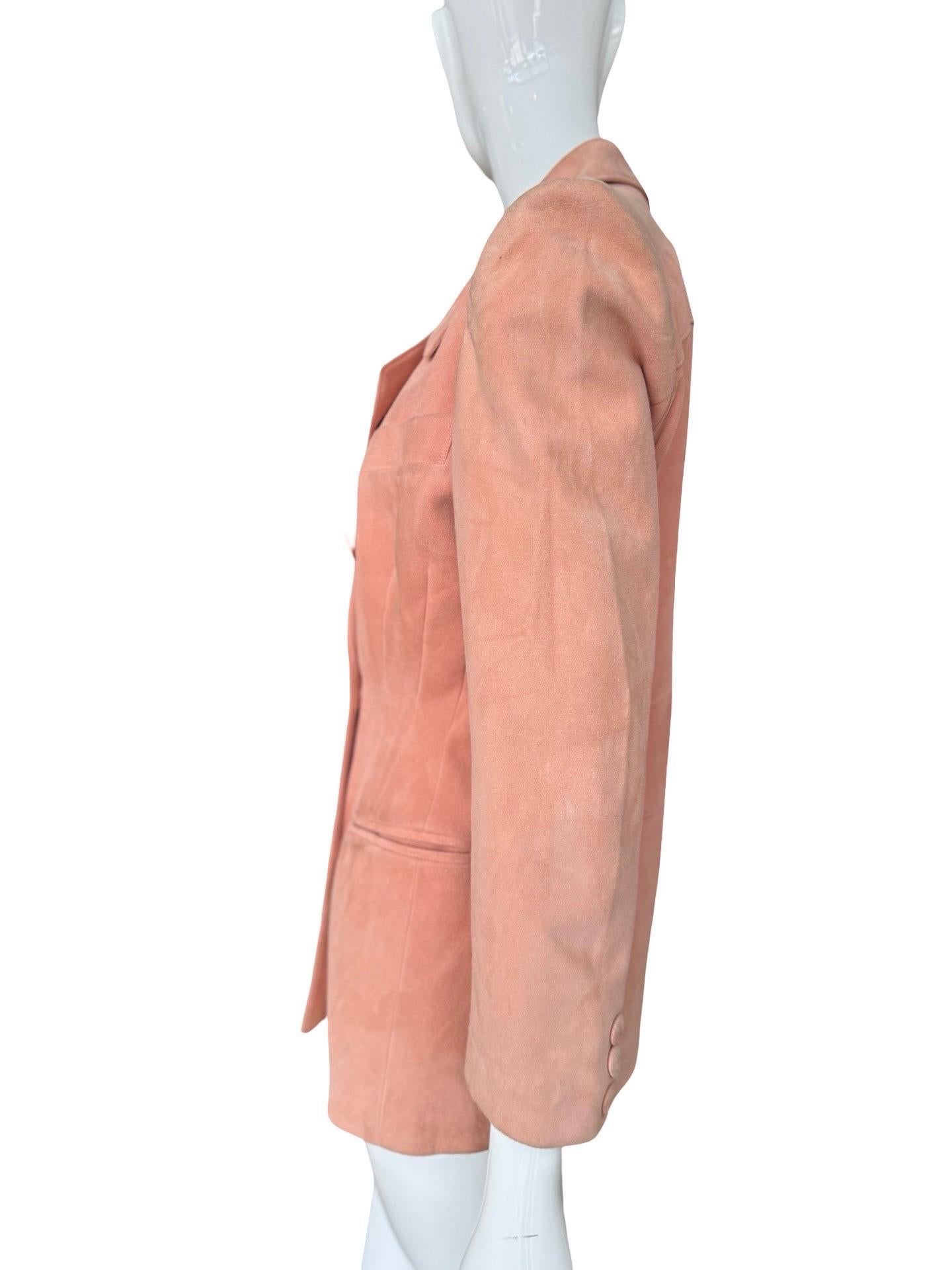 Jitrois Veste croisée en daim rose Unisexe en vente