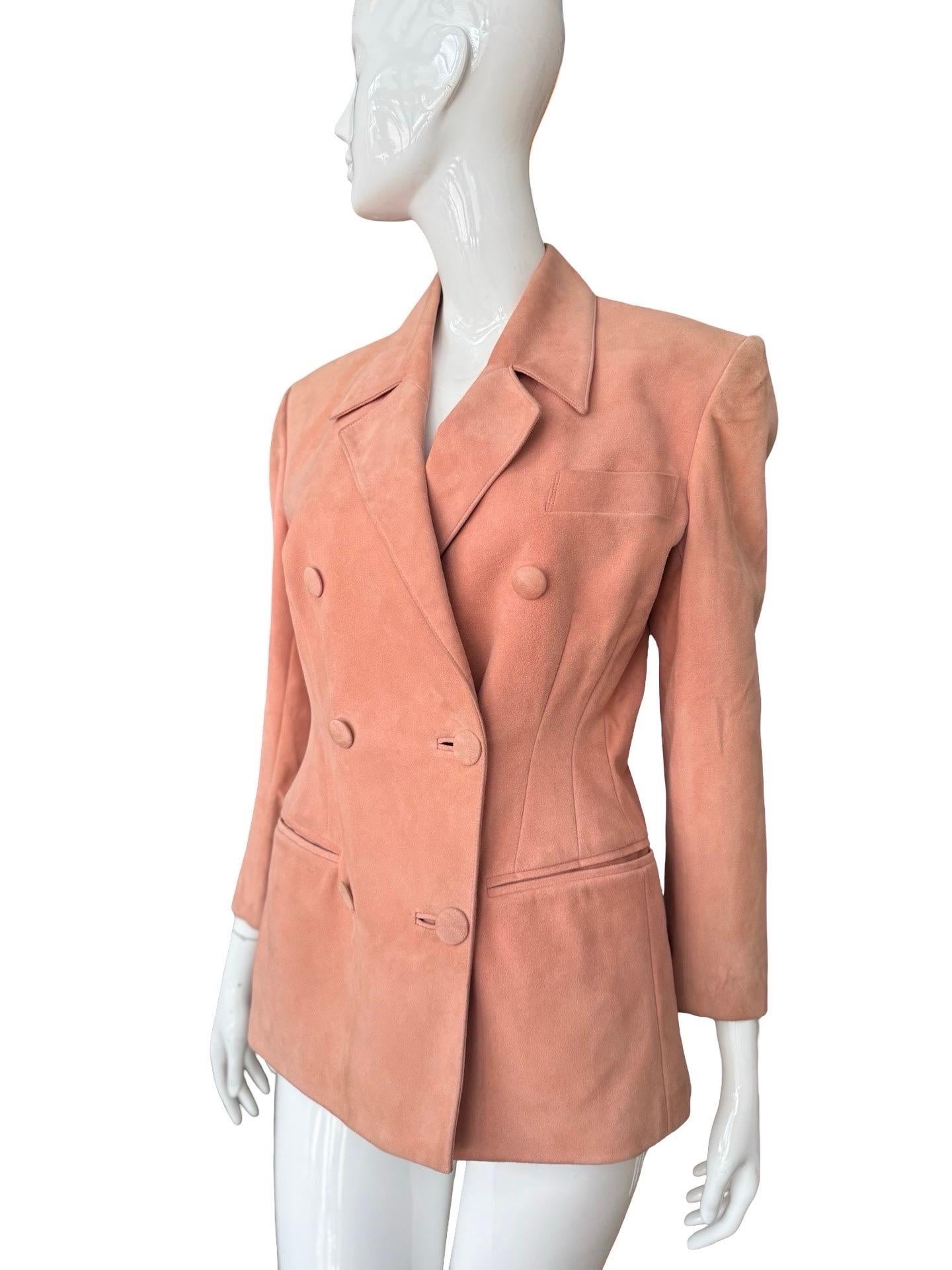 Jitrois Veste croisée en daim rose en vente 1