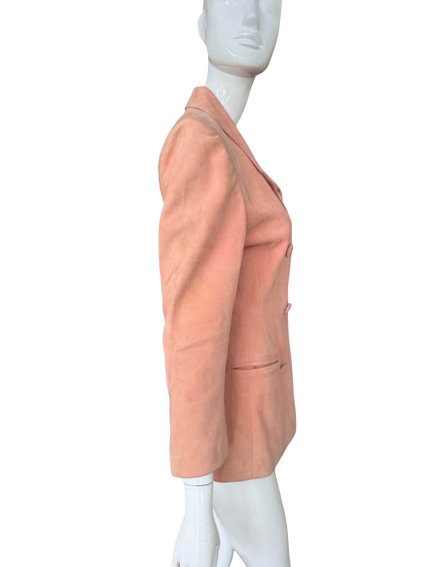 Jitrois Veste croisée en daim rose en vente 2