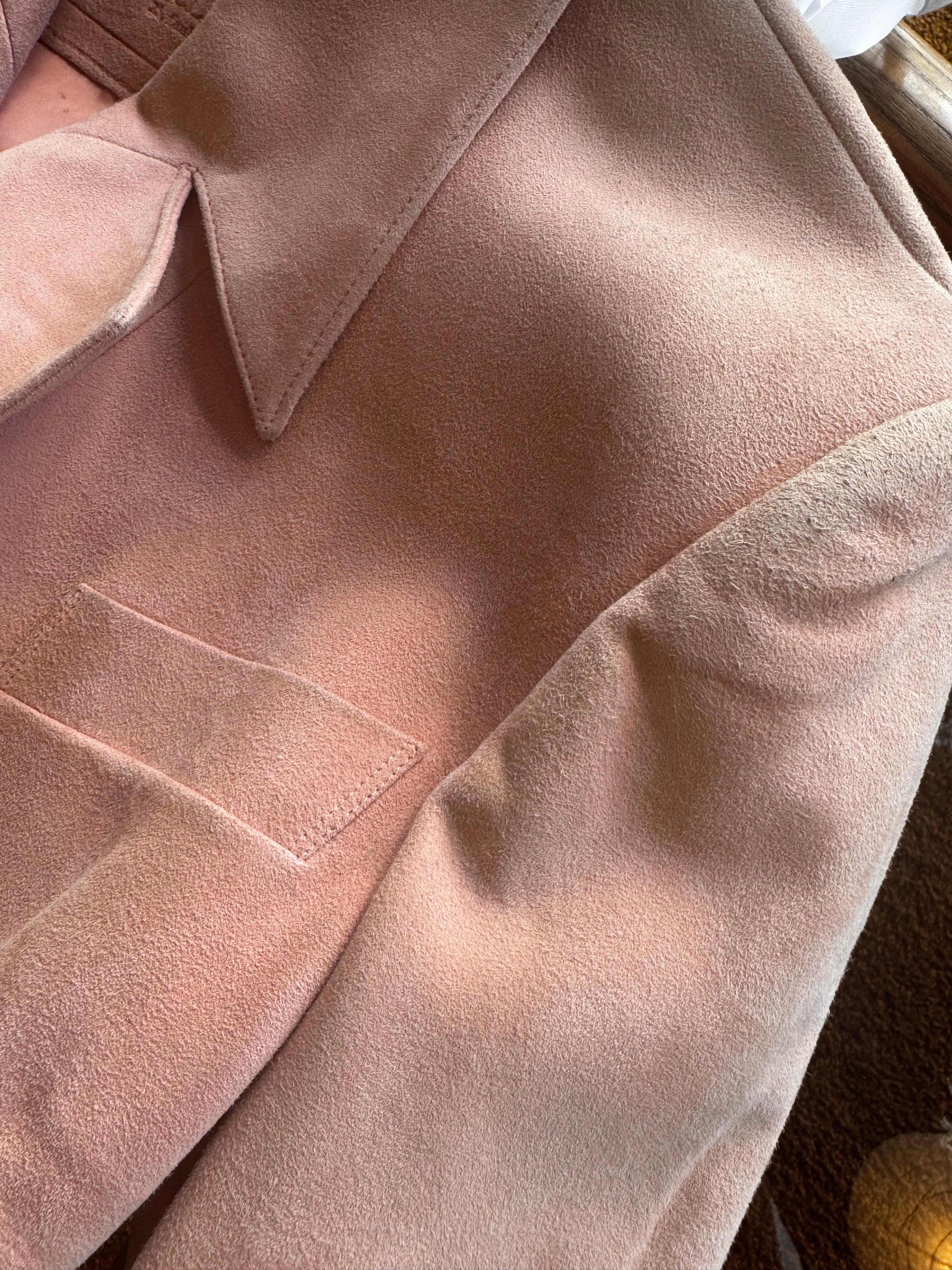 Jitrois Veste croisée en daim rose en vente 3
