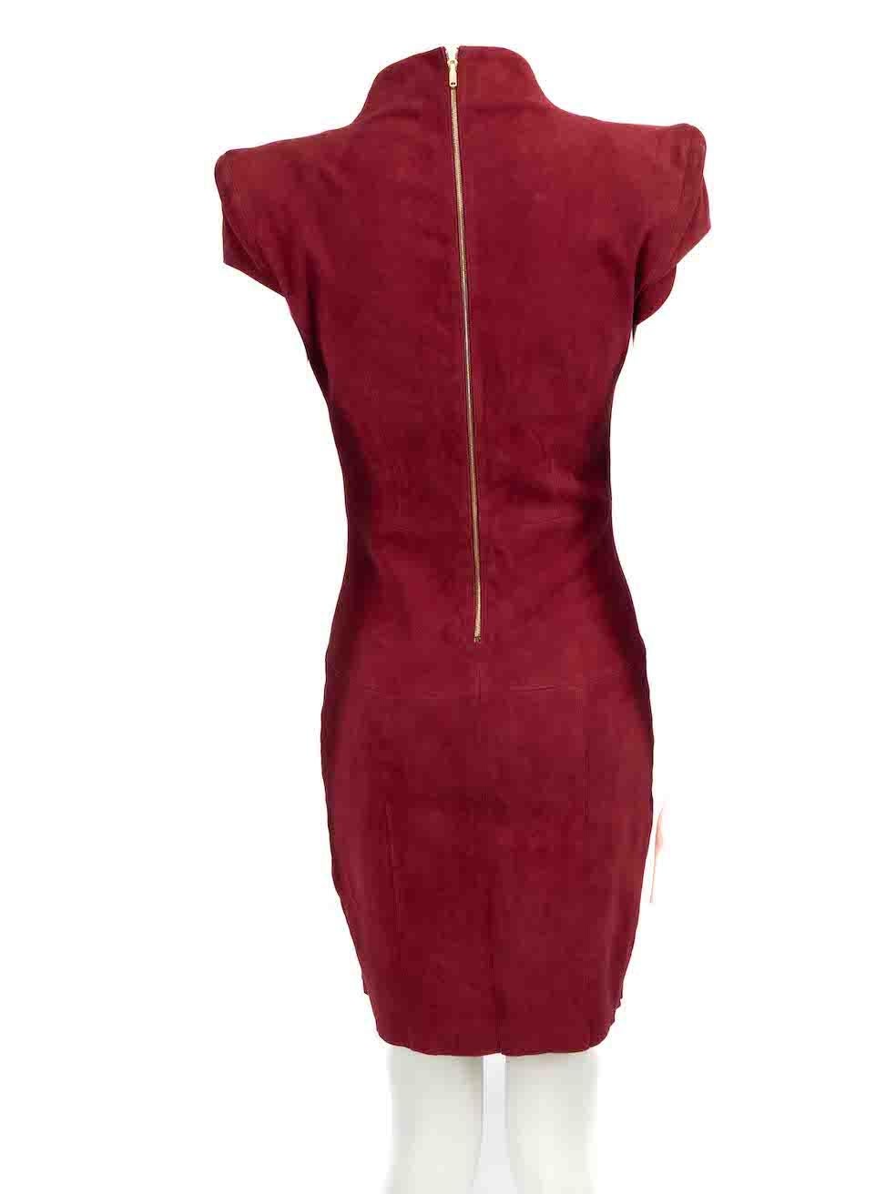 Jitrois Red Suede Square Neck Midi Dress Size S In Good Condition For Sale In London, GB