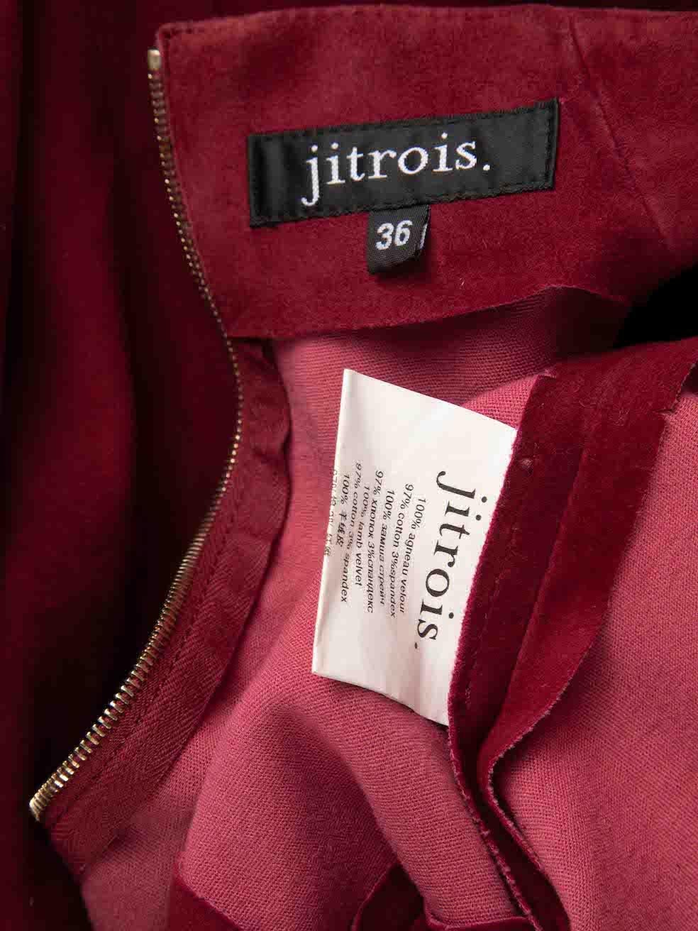 Jitrois Red Suede Square Neck Midi Dress Size S For Sale 2