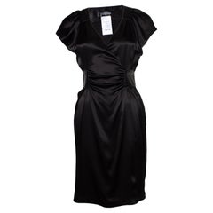 Jitrois, silk dress in black with leather details