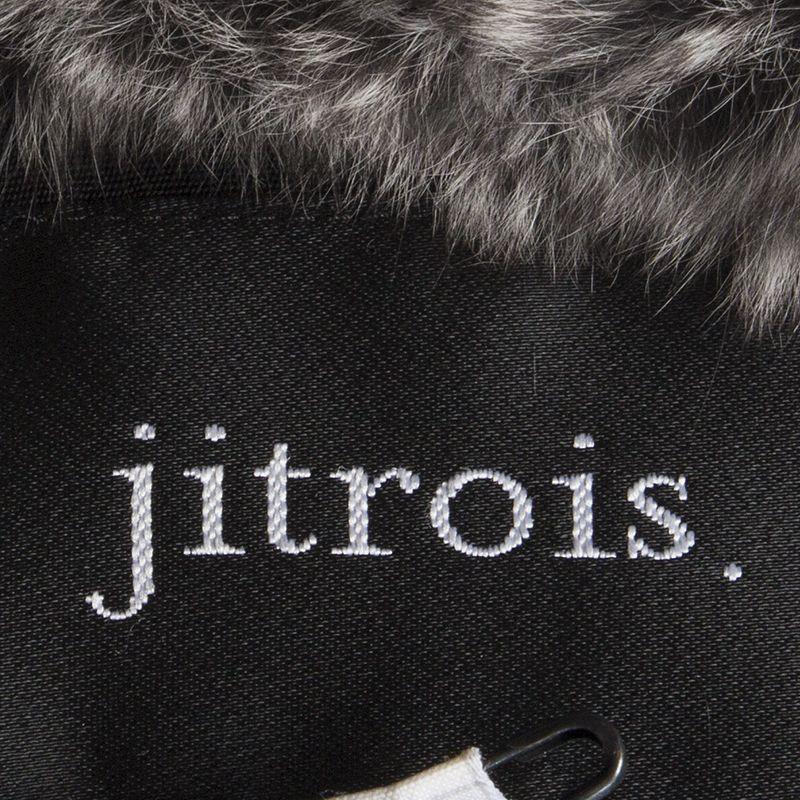 Women's JITROIS silver CHINCHILLA FUR & Patent Leather Jacket Sz. F 36 / XS