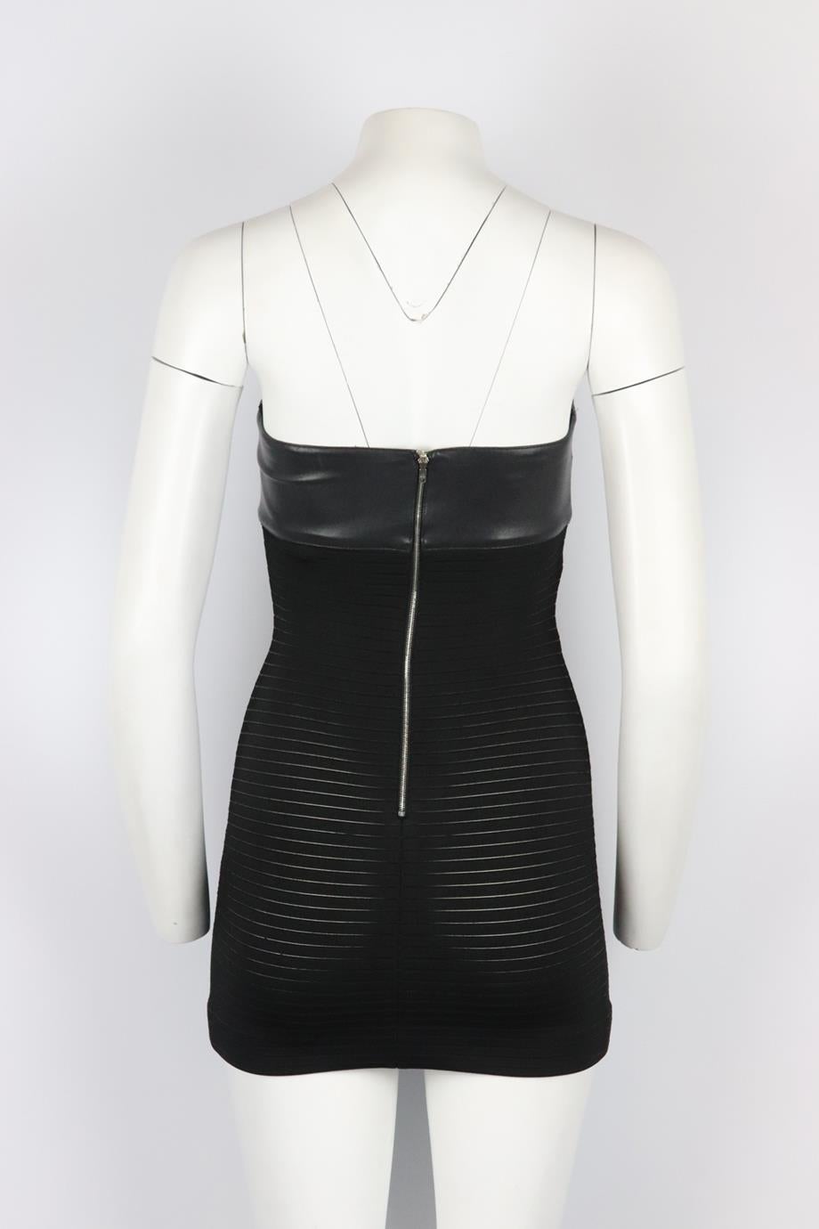 Jitrois Strapless Leather Paneled Stretch Knit Mini Dress Fr 36 Uk 8 In Excellent Condition In London, GB