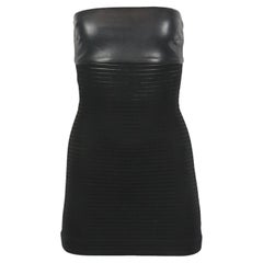 Jitrois Strapless Leather Paneled Stretch Knit Mini Dress Fr 36 Uk 8