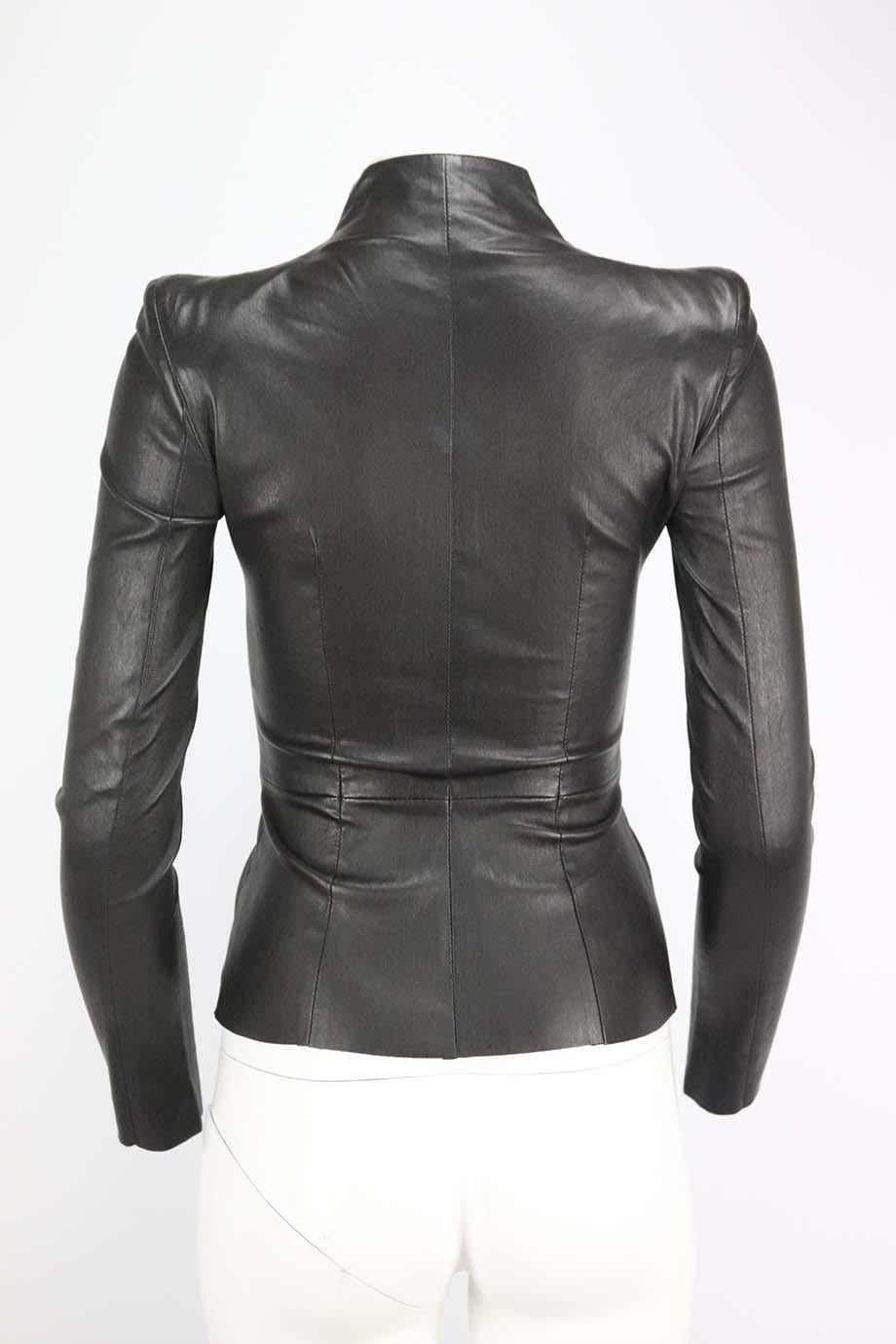 Black Jitrois Stretch Leather Jacket FR 34 UK 6