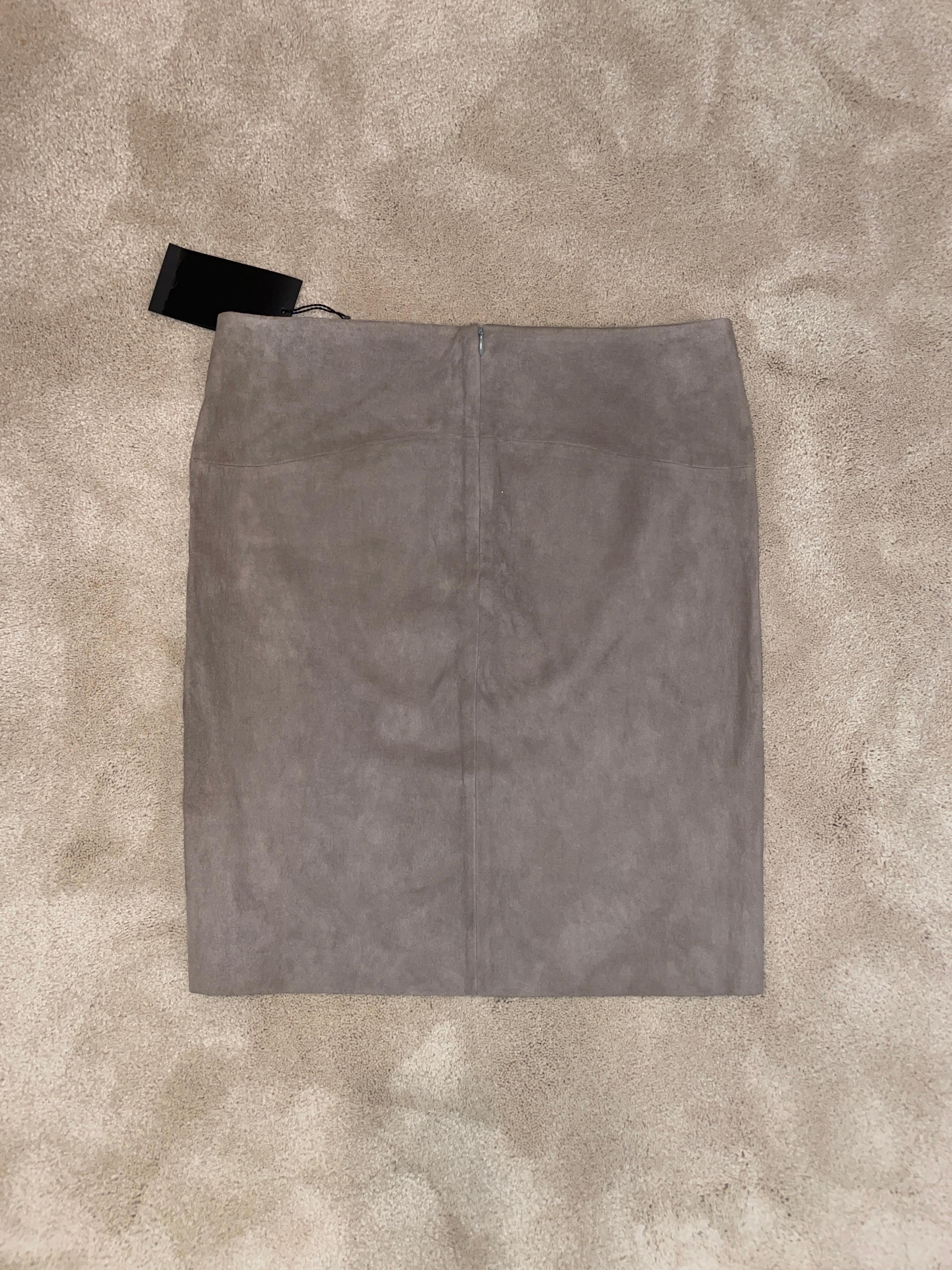 Beige JITROIS stretch suede khaki beige pencil skirt For Sale