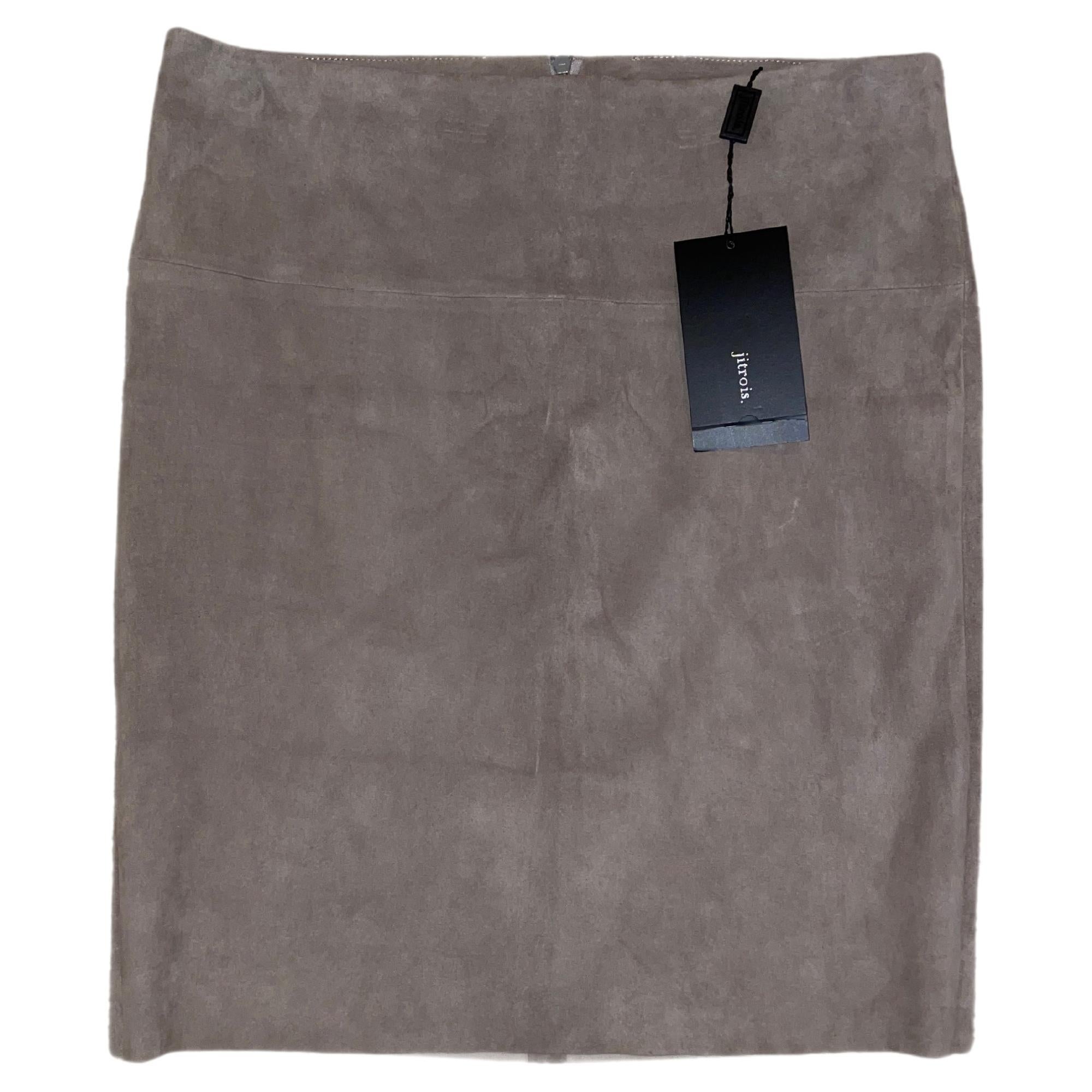 JITROIS stretch suede khaki beige pencil skirt For Sale