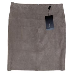 Used JITROIS stretch suede khaki beige pencil skirt
