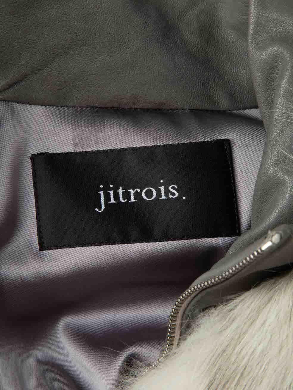 Jitrois Women's Grey Fur Panel Leather Cropped Jacket 1