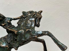 Amazone Horse Back Riding Man Bronze Figurative Sculpture Contemporary In Stock
