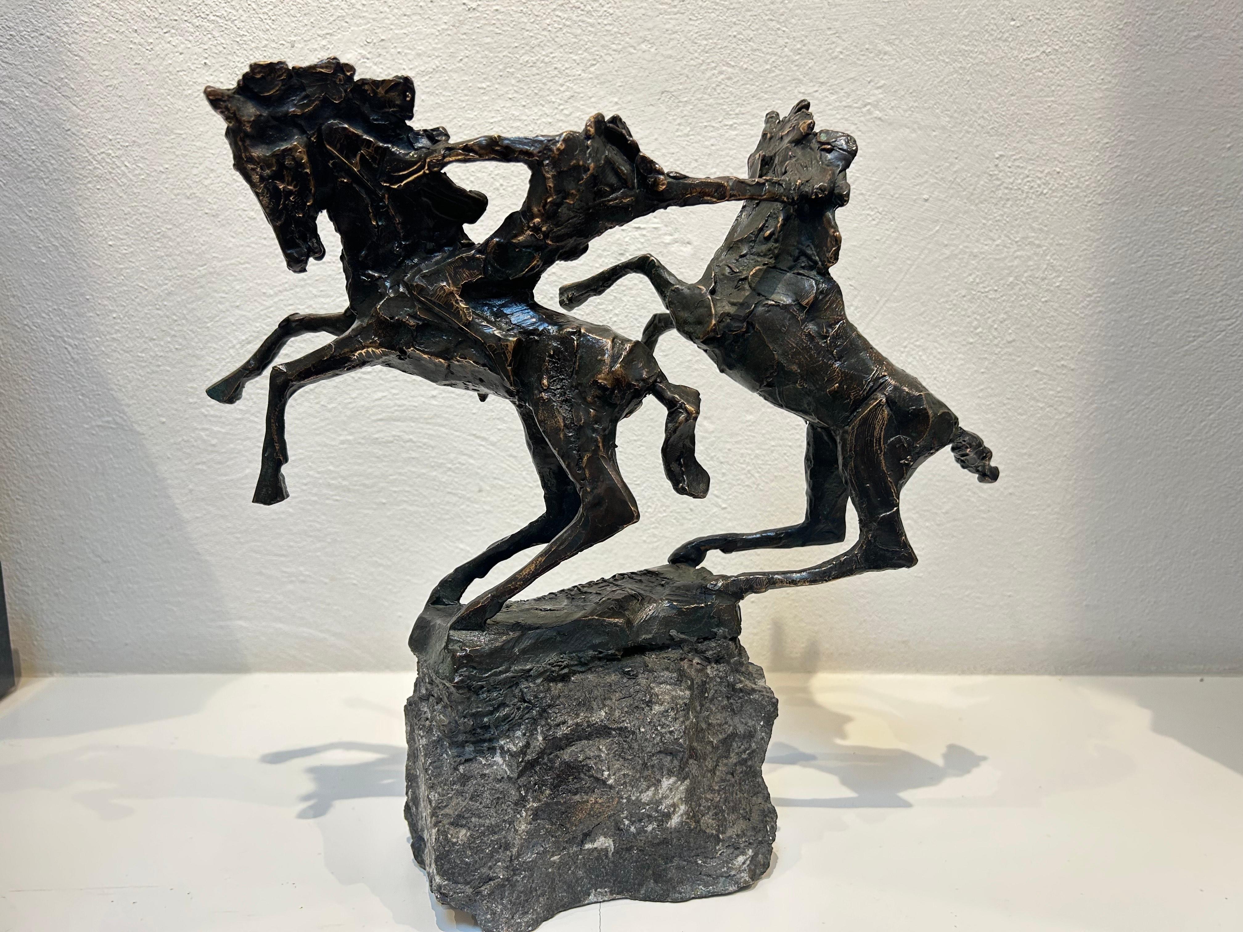 Amazone met Twee Paarden Escultura Caballo Animal Contemporáneo Bronce Nuevo En Stock en venta 6
