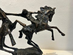 Amazone met Twee Paarden Bronze Contemporary Animal Horse Sculpture New In Stock