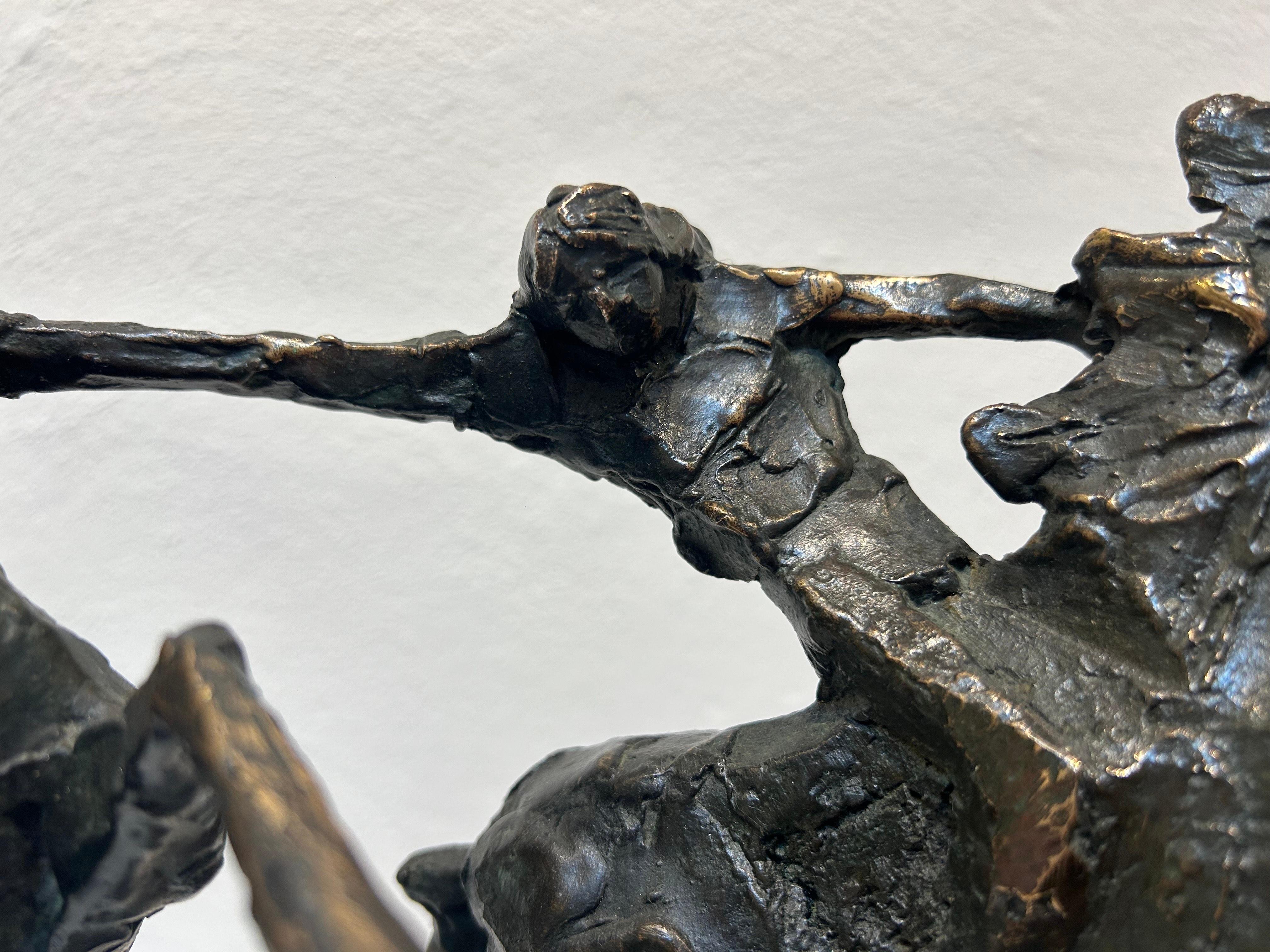 Amazone met Twee Paarden Escultura Caballo Animal Contemporáneo Bronce Nuevo En Stock - Figurative Sculpture Oro de Jits Bakker