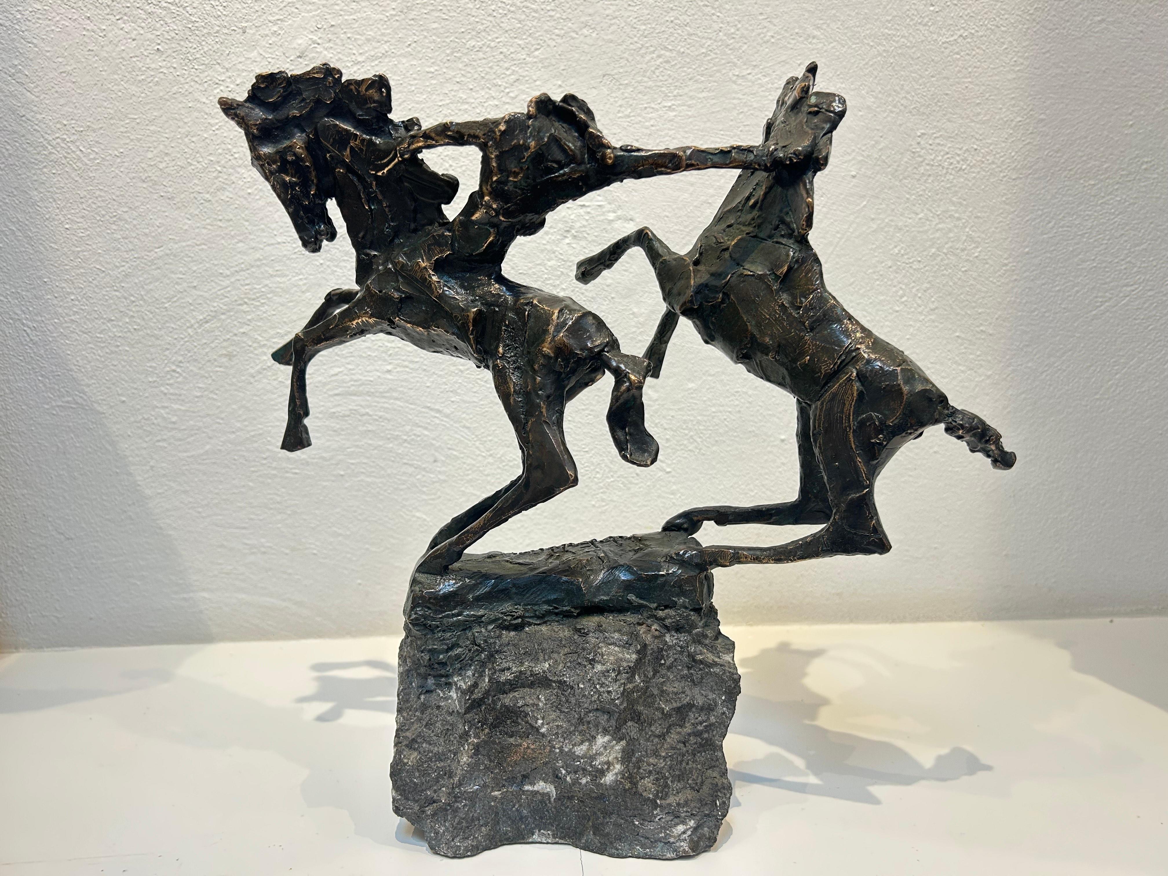 Amazone met Twee Paarden Escultura Caballo Animal Contemporáneo Bronce Nuevo En Stock en venta 2