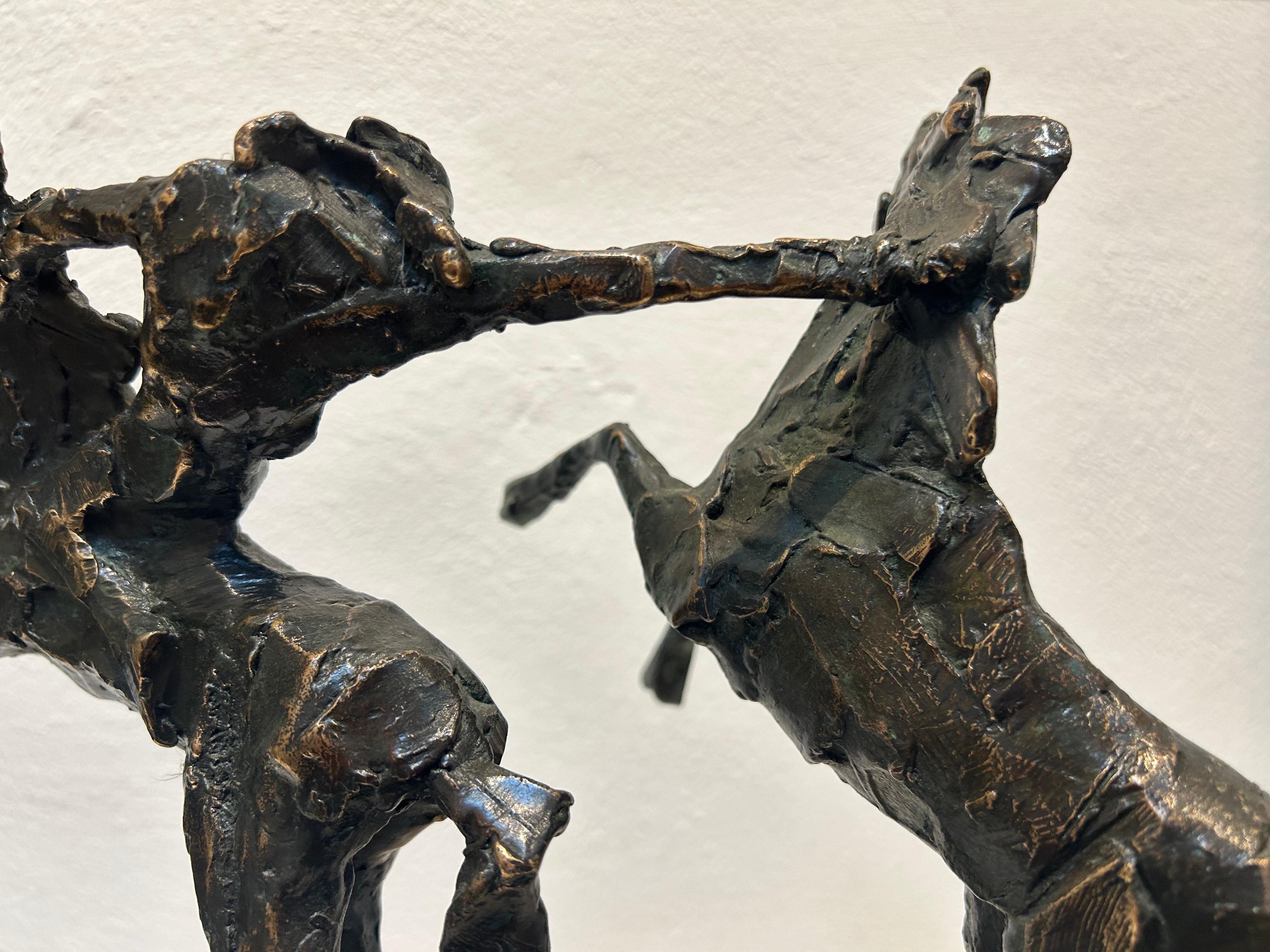 Amazone met Twee Paarden Escultura Caballo Animal Contemporáneo Bronce Nuevo En Stock en venta 5